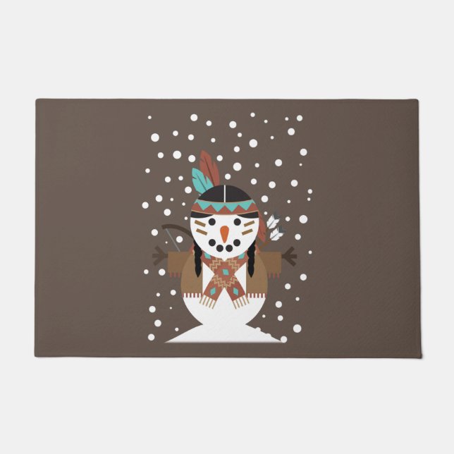 先住民おもしろいのアメリカのクリスマスツリーの装飾 ドアマット (正面)