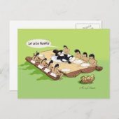 先住民おもしろいアメリカンサンクスギビングホリデーマンガ シーズンポストカード (正面/裏面)