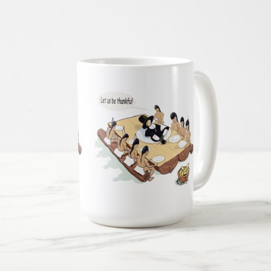 先住民おもしろいアメリカンサンクスギビングマグカップ コーヒーマグカップ (正面右)