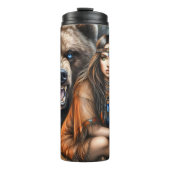 先住民とグリズリーベア タンブラー (正面)