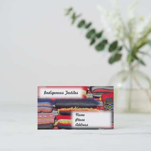 先住民と先住民の織物 名刺 (スタンド正面)