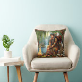 先住民のアメリカ人女性がイーグルで火のそばに座る クッション (椅子)