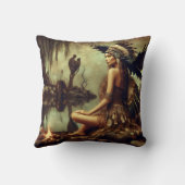 先住民のアメリカ人女性で、キャンプファイヤーに落雷した クッション (裏面)