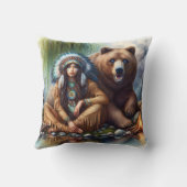 先住民のアメリカ人女性 クッション (裏面)