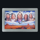 先住民のインディアン将軍 長方形ベルトバックル<br><div class="desc">有名な先住民アメリカインディアン将軍</div>