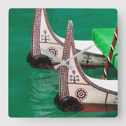 先住民のカヌー スクエア壁時計 (正面)