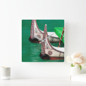 先住民のカヌー スクエア壁時計 (ホーム)