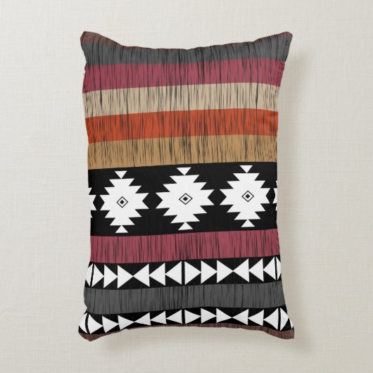 先住民のカラフル民族線パターン アクセントクッション (正面(垂直))