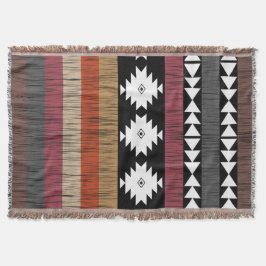 先住民のカラフル民族線パターン スローブランケット