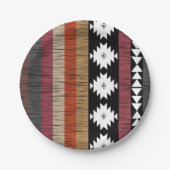 先住民のカラフル民族線パターン ペーパープレート (正面)