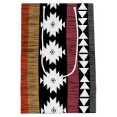 先住民のカラフル民族線パターン ミディアムペーパーバッグ (裏面)