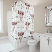 先住民のブルスカルと矢印の部族のシームレスパター シャワーカーテン (インサイチュ)