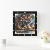 先住民の垣根:タイガーの影の川の輝き スクエア壁時計 (ホーム)