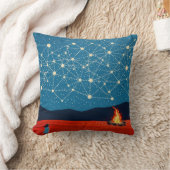 先住民の夜星空キャンプファイヤー星座 クッション (ブランケット)