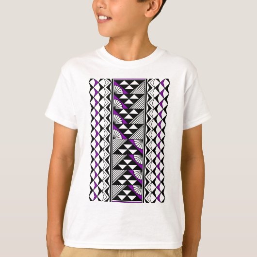 先住民の太陽と雨の紫 Tシャツ (正面)