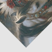 先住民の女の子と白い馬のデコップページ 薄葉紙 (詳細)