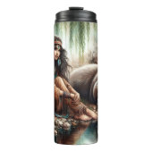 先住民の女性、クマ、水：反射 タンブラー (正面)