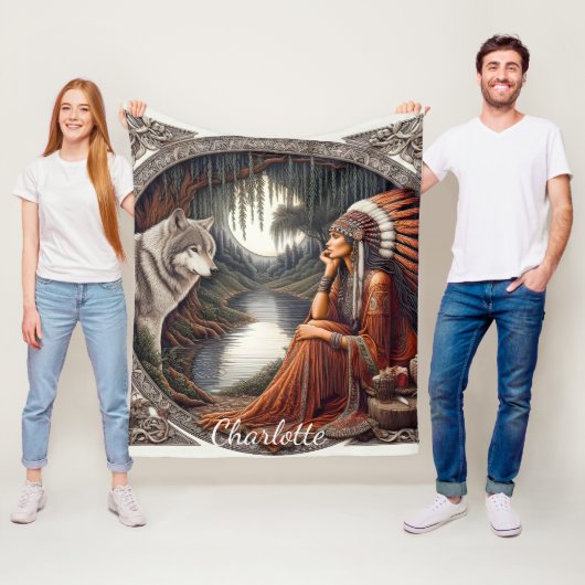 先住民の女性 フリースブランケット (インサイチュ)