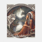 先住民の女性 フリースブランケット (正面)