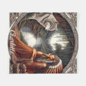 先住民の女性 フリースブランケット (正面(横))