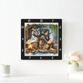 先住民の強さ：タイガーの森の深さ スクエア壁時計 (ホーム)