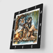 先住民の強さ:タイガーの森の深さ スクエア壁時計 (傾斜)