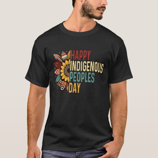 先住民の日おめでとう ネイティブアメリカン Tシャツ (正面)