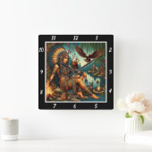 先住民の日の出:イーグルのコールフォレストの光 スクエア壁時計 (ホーム)