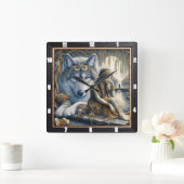 先住民の歌:古代を通じて風 スクエア壁時計 (ホーム)