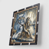 先住民の歌：古代を通じて風 スクエア壁時計 (傾斜)