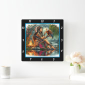 先住民の流れ：イーグルのダイビングリバーズロール スクエア壁時計 (ホーム)