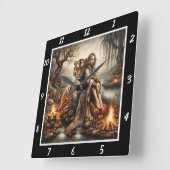 先住民の目覚め:タイガーの轟音の森の光 スクエア壁時計 (傾斜)