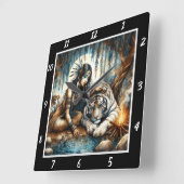 先住民の眠り:タイガーのレストウィローの抱擁 スクエア壁時計 (傾斜)