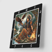 先住民の空：イーグルの旅の山のビスタ スクエア壁時計 (傾斜)