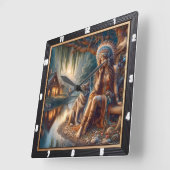 先住民の聖域:川の流れの朝の光 スクエア壁時計 (傾斜)