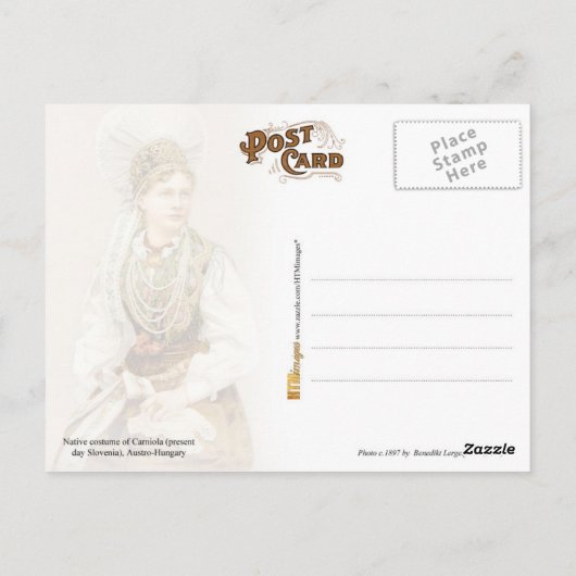 先住民の衣装を着た女の子，オーストラリア – ハンガリー ポストカード (裏面)