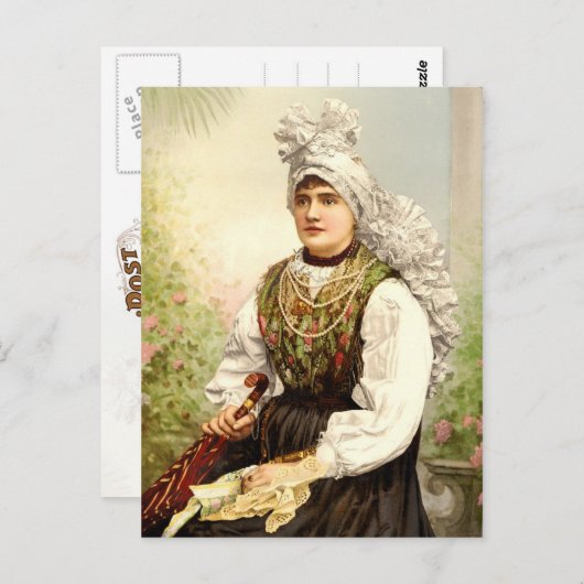 先住民の衣装を着た女の子，オーストラリア – ハンガリー ポストカード (正面/裏面)