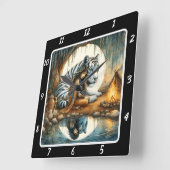 先住民の輝き：森のGlade Tiger's Roar スクエア壁時計 (傾斜)