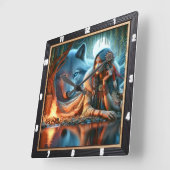 先住民の静寂：川の端Twilight Calm スクエア壁時計 (傾斜)