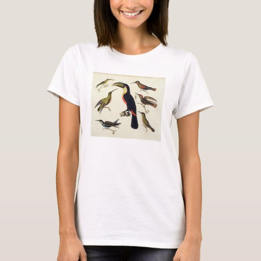 先住民の鳥で、トウカン(中央)やアマゾなど Tシャツ (正面)