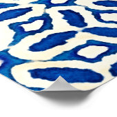 先住民ろうけつ染め水芸術的色ブルーとホワイトpa ポスター (角)