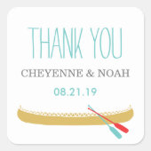 先住民をテーマ |カヌー結婚式の引き出物シール スクエアシール (正面)