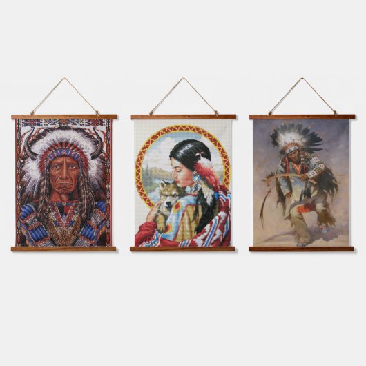 先住民アメリつるカのタペストリーセット3 吊り下げ型タペストリー (トリプル)
