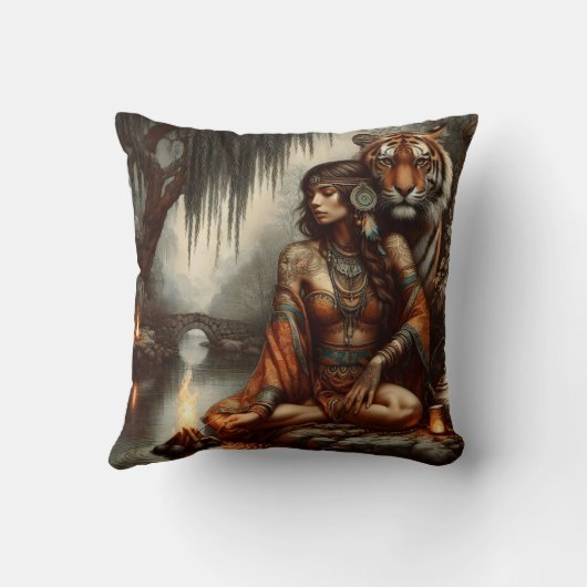 先住民アメリめい想カ女性バイウォーター クッション (裏面)