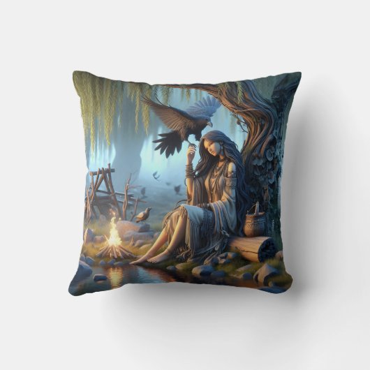 先住民アメリめい想カ女性バイファイア クッション (裏面)