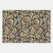 先住民アメリインスパイアカペイズリーパターン ラッピングペーパーシート (正面3)