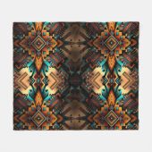 先住民アメリインスパイアカ抽象芸術 フリースブランケット (正面(横))