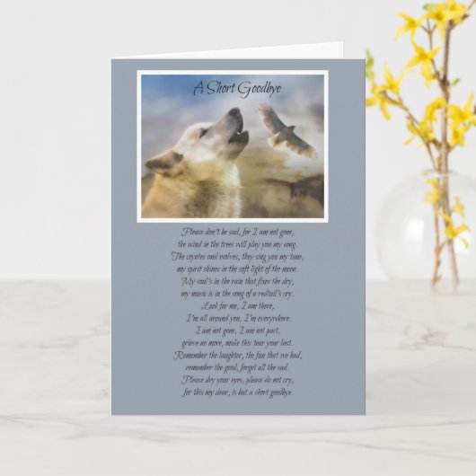 先住民アメリインスパイアススピリチュアルウルフ悔やみや弔慰 カード (黄色い花)