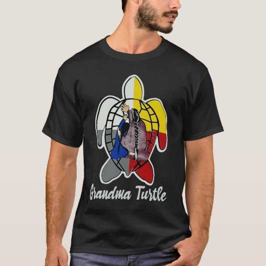 先住民アメリカおばあちゃんウミガメ Tシャツ (正面)