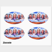 先住民アメリカのインドの首長イラストレーション作品 楕円形シール (シート)